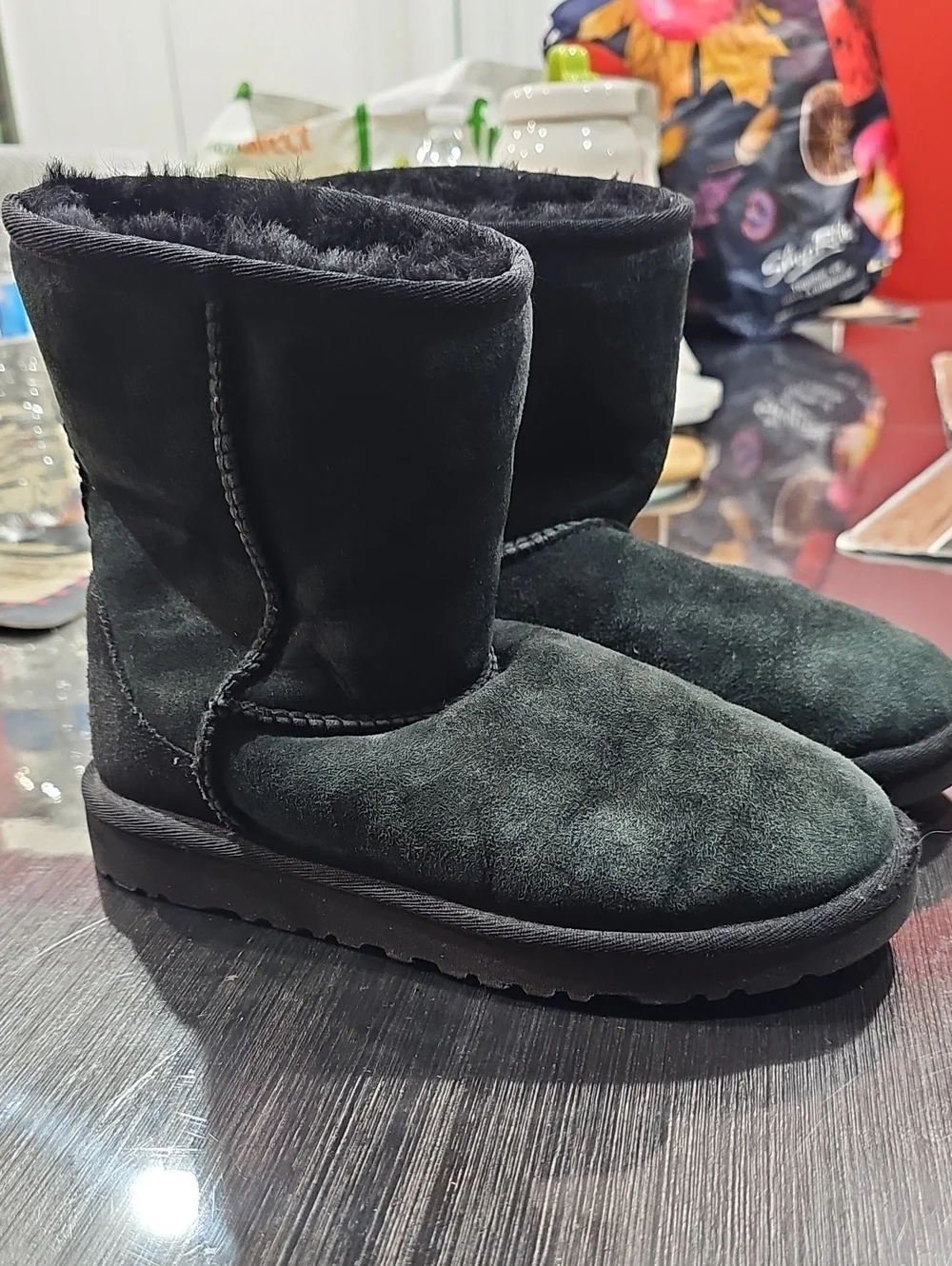 UGG Black Suede Classic Short Winter Boots